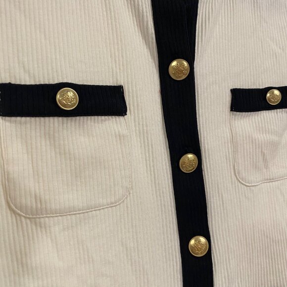 J. Crew Vintage Rib Lady Jacket Blouse Size M White and Black - Picture 2 of 7